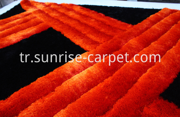 Polyester Shaggy Rug 3D Design Black & Red Color